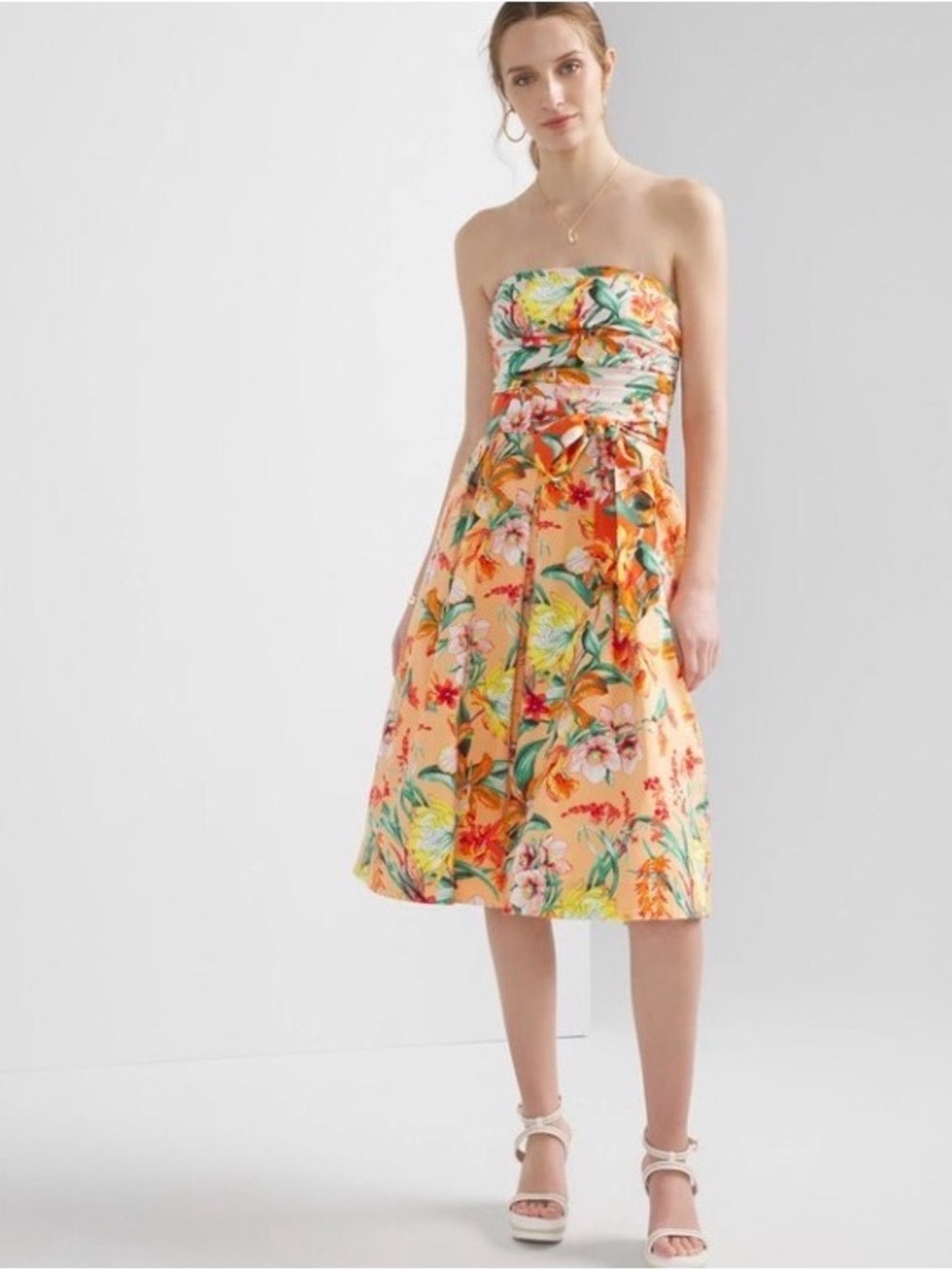 White House Black Market Floral Fit & Flare Tropical Bustier Dress – Size 12